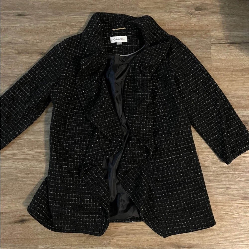 Calvin Klein Women's Black and White Open Cardigan